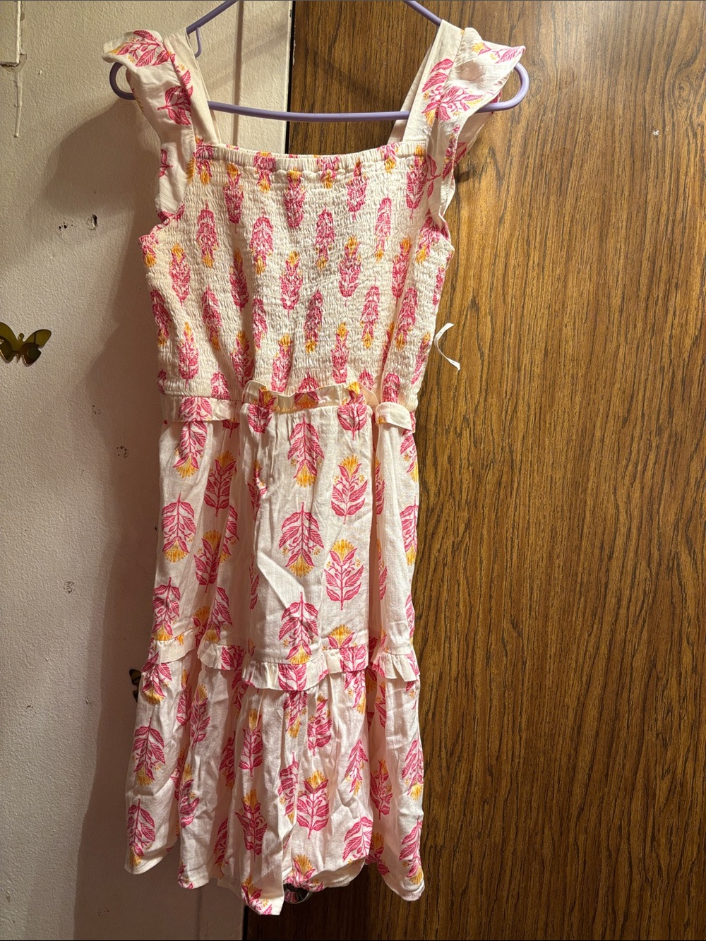 Old Navy Pink and Yellow Floral Smocked Sundress